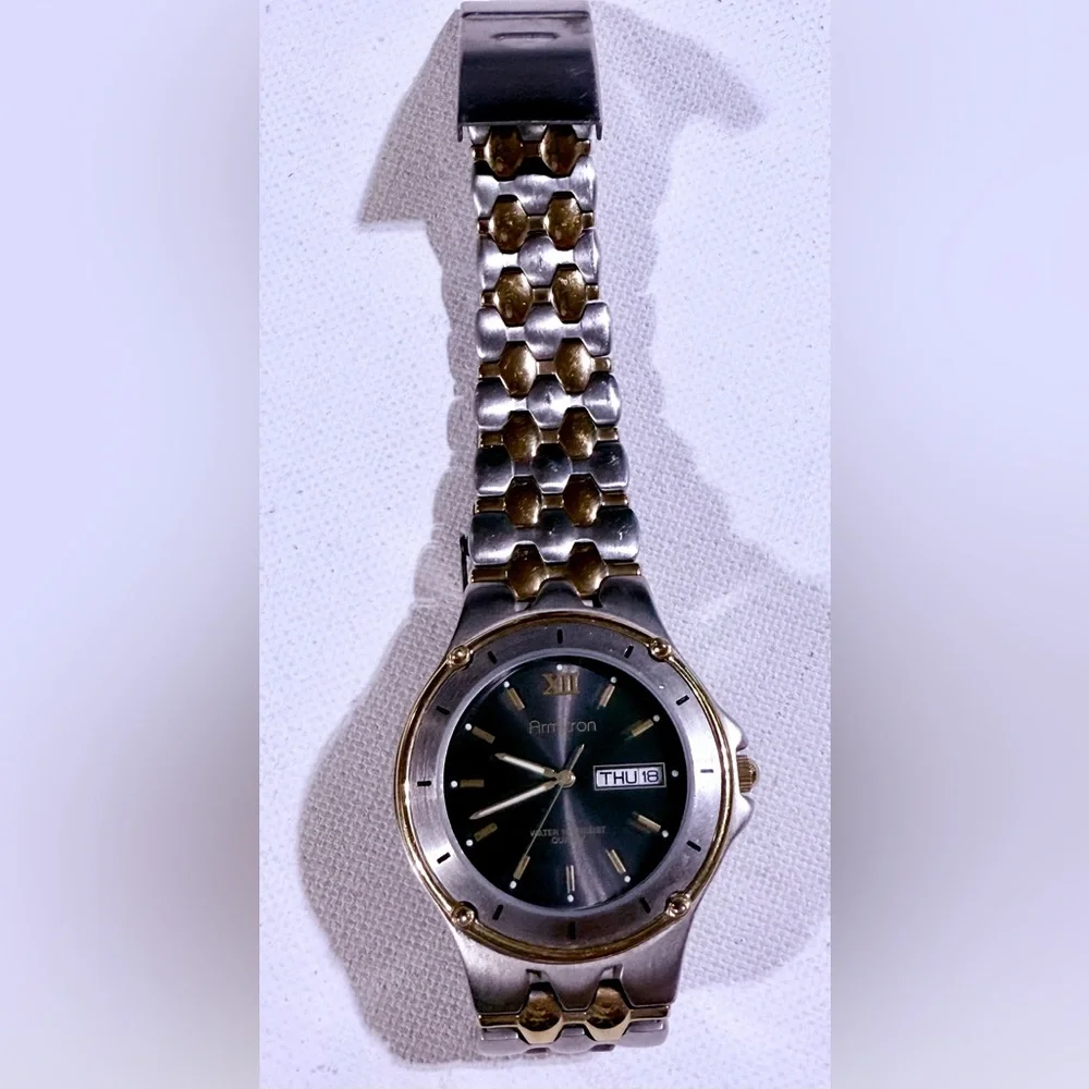 Armitron Two-Tone Silver and Gold Watch with Black Dial